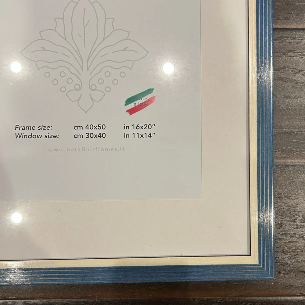 Natalini NWT Made in Italy Milla Blue Wall Frame, 16x20”